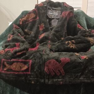 Forcaster Black Animal Print Jacket size Medium vintage minimal call out